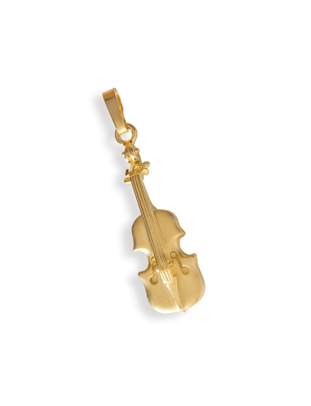 14 K Or jaune pour violon musique Charm pendentif Collier